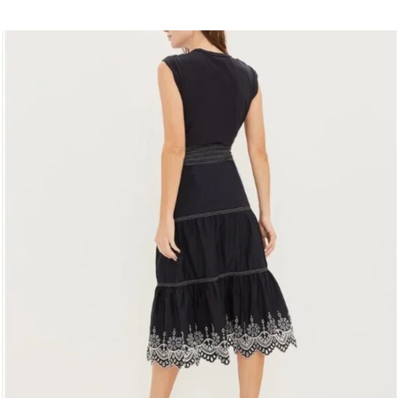 NWOT VERONICA BEARD Amaia Navy Midi Eyelet Short Sleeve Embroidered Dress Size S - Picture 4 of 11